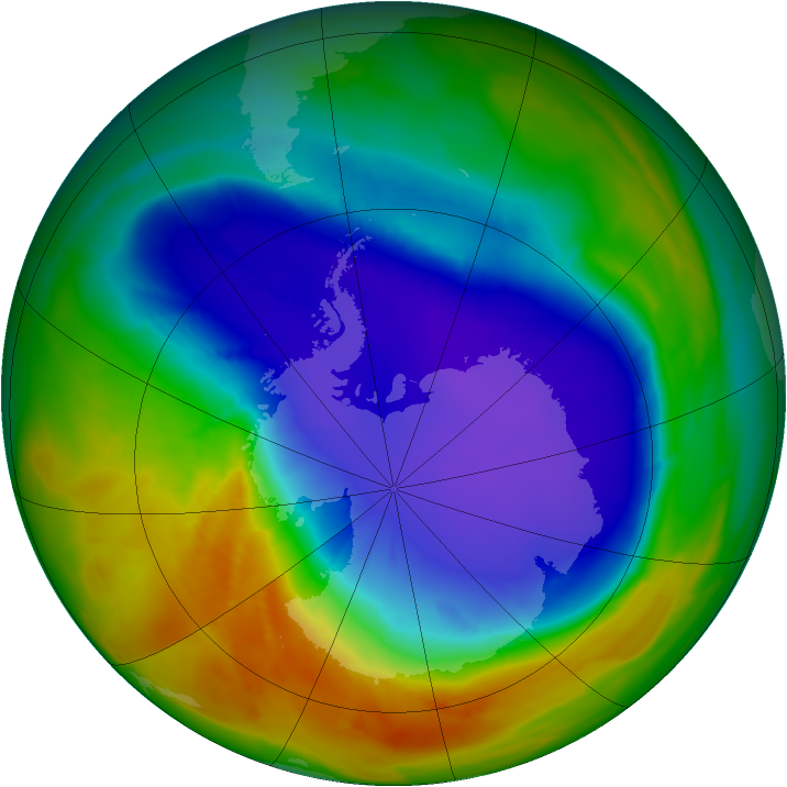 Antarctic ozone map for 06 October 2014